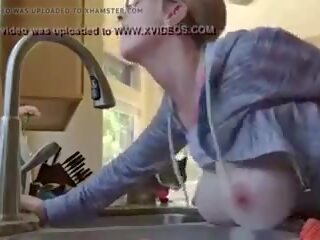 Huge Boobs MILF Feeling Step Son putz in Kitchen: dirty film 34