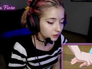18yo youtuber gets hot to trot watching hentai during the stream and masturbates - Emma Fiore