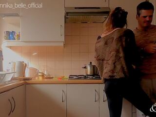 Kitchen introduce out with embracing & Fingering - Sensual Teasing Stepsister