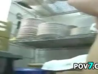 Beguiling Latina In A Restaurant Kitchen