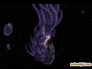 Søt anime coeds fanget og knullet av tentacles monster