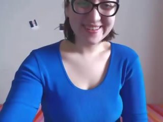 Prowokacyjny brunetka w okulary kamerka internetowa, darmowe porno c3