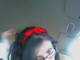 Red dressed schoolgirl playing in car Part 3