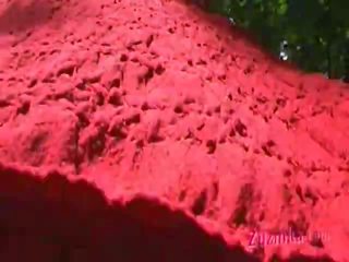 A punainen pukeutunut nymfi at the pysäköidä toiminta 3