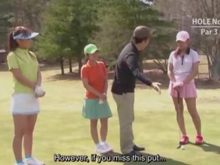 Tekstitetty sensuroimattomia hd japanilainen golfia ulkona exposure