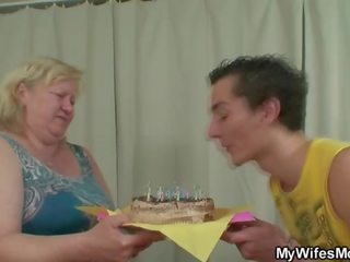 Chubby mother inlaw lures him into dirty clip